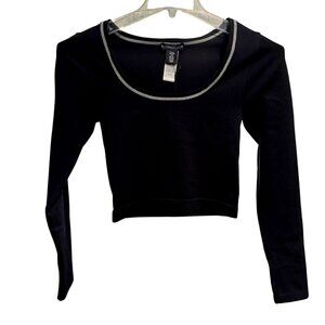 Sincerely Jules Black Cropped Top M/L Scoop Neck Long Sleeve Grunge Witchy NWT